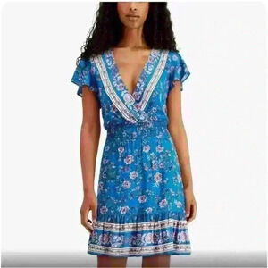 Bebop Womens size XXS Flounce Hem Flutter Sleeve Short V neck Dress 🌸 new